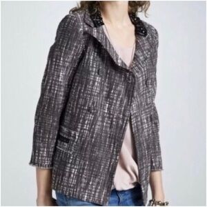 J. Crew • Tweed Blazer Embellished Crystal Jewel Collar Jacket